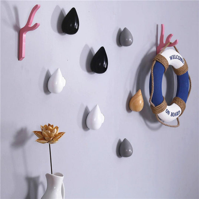 1 Pcs Wall Hanger Wood Wall Hanger Chic Water Drop