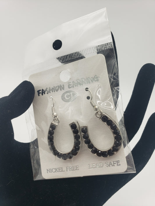 Black Horseshoe Earrings *New*