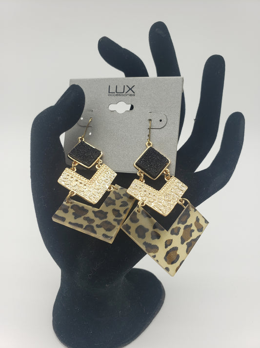 Black and Gold Cheeta Print Earings *New*