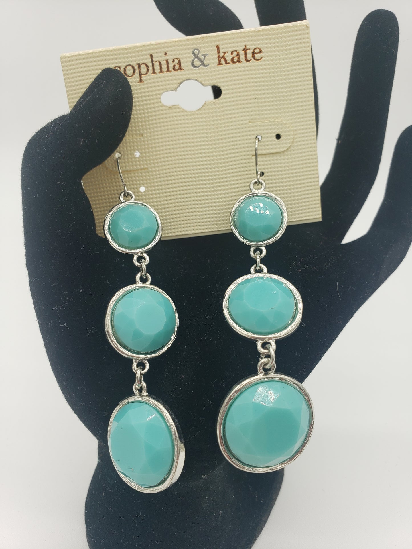 Teal and Silver Dangle Earrings *New*