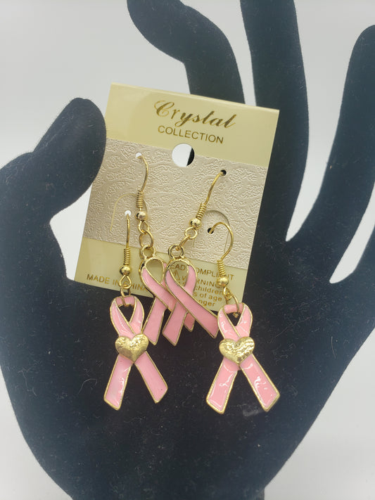 2 pair Breast Cancer Earrings *New*