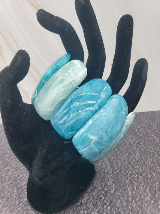 Blue elastic and plastic cuff bracelet *New*