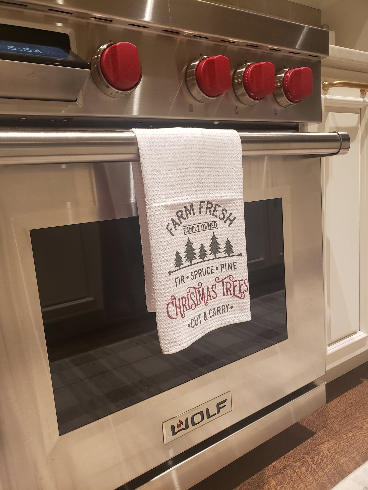 Farm Fresh Christmas Trees Waffle Weave Tea Towel