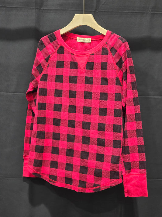 Women's red plaid long sleeve shirt by Faded Glory size large