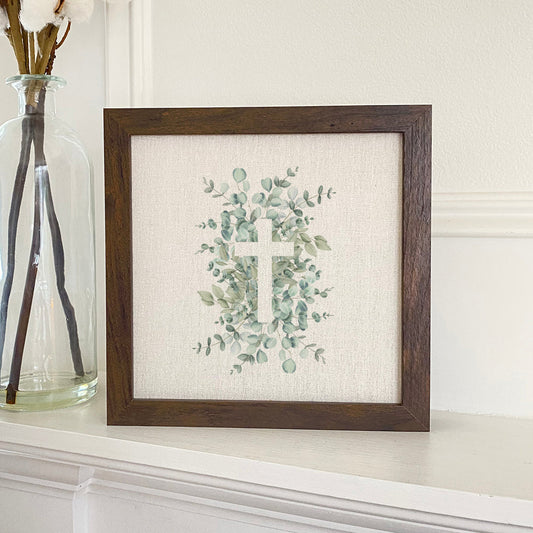 Eucalyptus Cross - Framed Sign