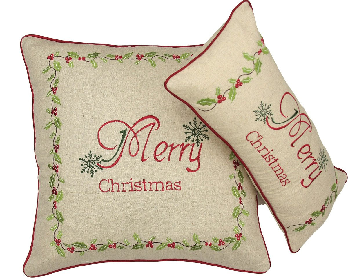 ML10219 Merry Christmas with Holly Pillow