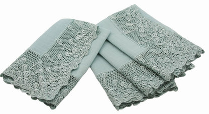 Garden Trellece Lace Trim Napkins,20"x20",Set of 4