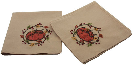 Rustic Pumpkin Wreath Napkins, Set of 4