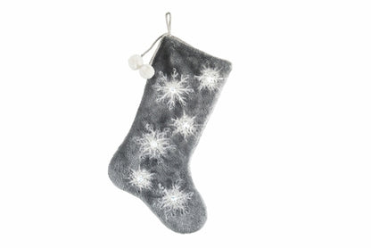 Snowflake Sequin Soft Plush Furry Light Up Stocking 20''