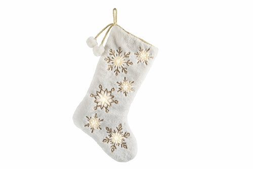 Snowflake Sequin Soft Plush Furry Light Up Stocking 20''