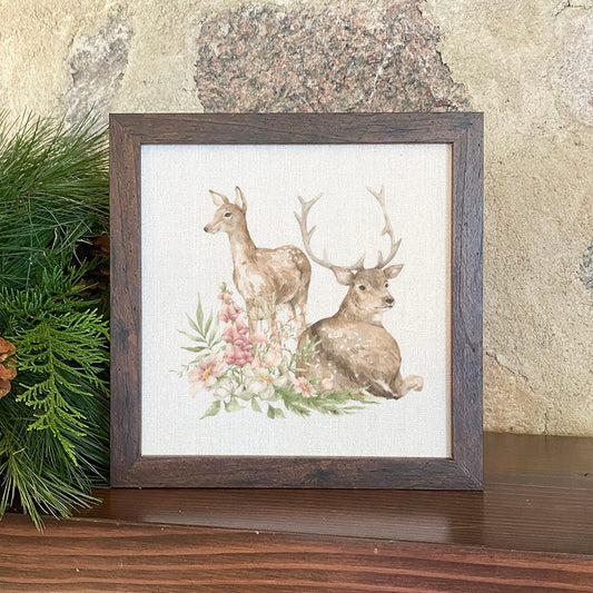 Floral Deer - Framed Sign