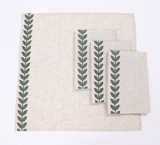 Cute Leaves Crewel Embroidered Napkins 20 by 20-Inch, Pine