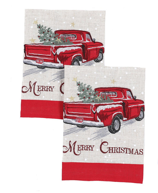 Merry Christmas Truck Decorative Towels