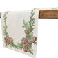 Winter Pine Cones & Branches Crewel Embroidered Table Runner