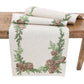 Winter Pine Cones & Branches Crewel Embroidered Table Runner