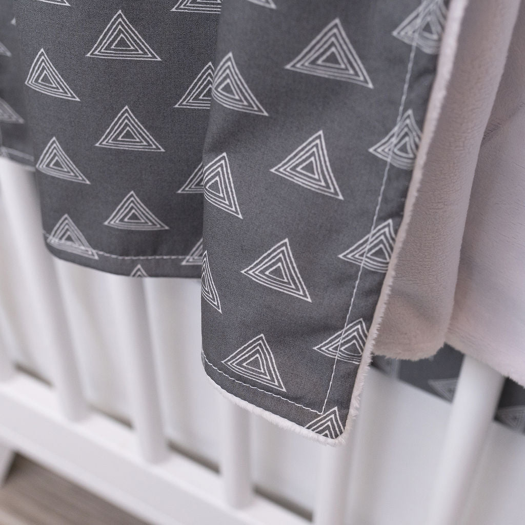 Light Gray Triangles on Dark Gray Baby Blanket