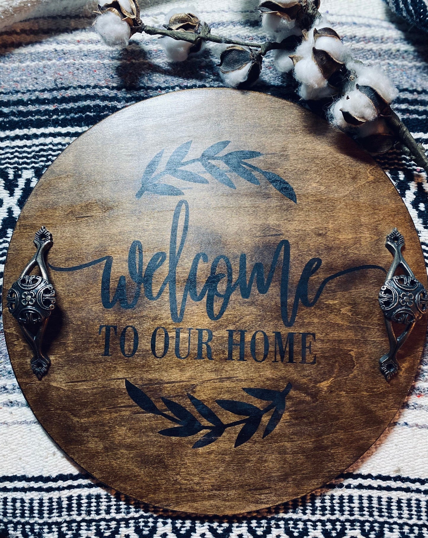 Handmade Wood Serving Tray, Welcome to Our Home