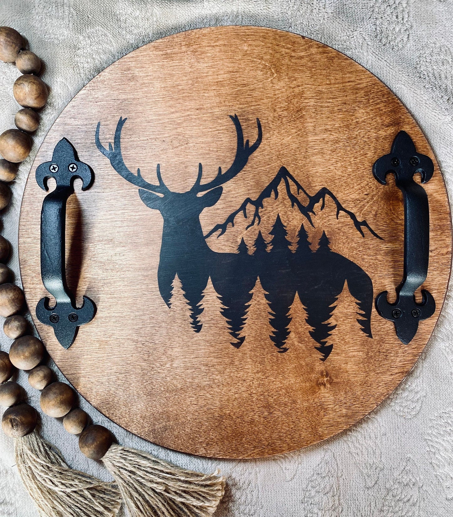 Deer and Mountains Wooden Serving Tray