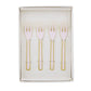 Pink Enamel Dessert Forks With Gold Edging | Boxed Set of 4